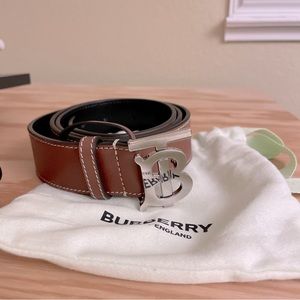 Burberry TB logo Brown Leather Belt